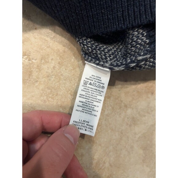 LL Bean Sweater Mens XL Blue Wicked Soft Cotton Cashmere Crewneck Snowflakes NWT - Picture 8 of 8